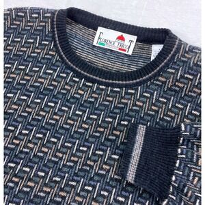 Florence Trico Italy Wool Blend Knit Sweater Mens L Geometric Pattern